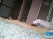 约操商贸中心认识的性感短裙职业装白领美女,趁他男友不在到她家操她